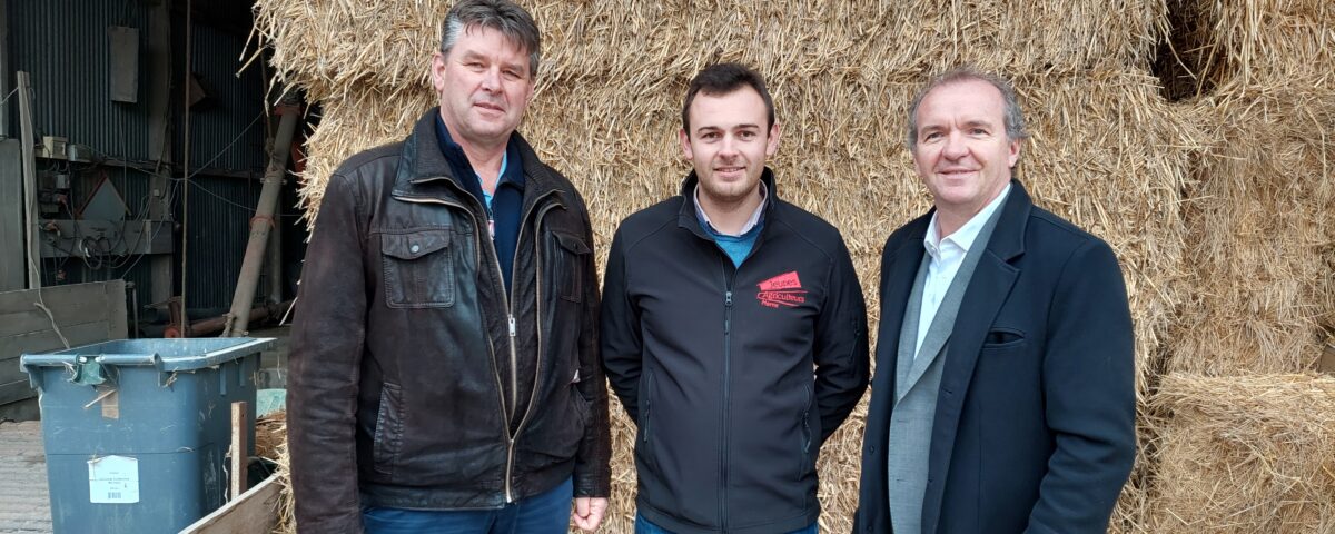 Hervé LAPIE, Président de la FDSEA 51 ; Julien BOUCQUEMONT, Président JA 51 ; Maxime TOUBART, Président SGV-CHAMPAGNE CP D.R